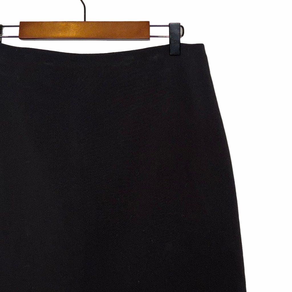 Karl Lagerfeld Black Pencil Skirt With Pleated Faux Leather & Lace Trim - Size 6